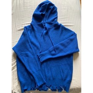 Bright blue hooded sweater